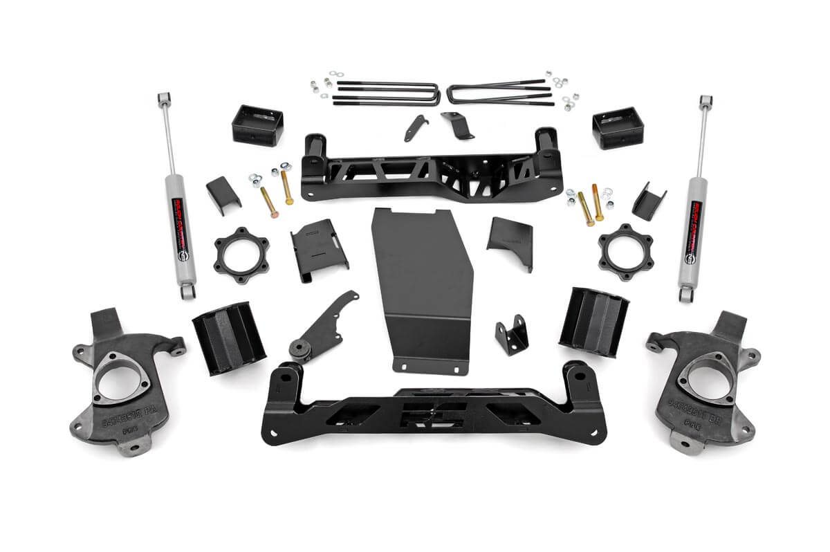 Chevrolet Silverado 1500 Suspension Lift Kit - Rough Country - 5 Inch Lift, Cast Steel, N3 Series Shock Absorbers - '14-'18